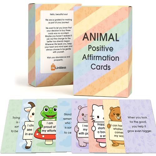 Animals Positive Affirmations Cards & Thought-Provoking - Motivational & Mindful Daily Cards (52 Cards) - Unique Gift for Women and Kids