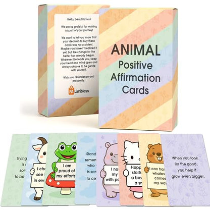 Animals Positive Affirmations Cards & Thought-Provoking - Motivational & Mindful Daily Cards (52 Cards) - Unique Gift for Women and Kids