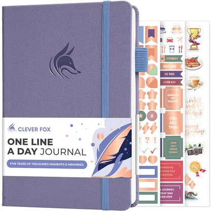 Clever Fox One Line A Day Journal – 5-Year Memory Notebook – Daily Time Capsule Diary for Women & Men –Five-Year Day-by-Day Planner (Lavender) - color: Lavender