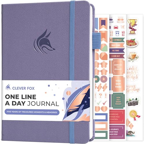 Clever Fox One Line A Day Journal – 5-Year Memory Notebook – Daily Time Capsule Diary for Women & Men –Five-Year Day-by-Day Planner (Lavender) - color: Lavender