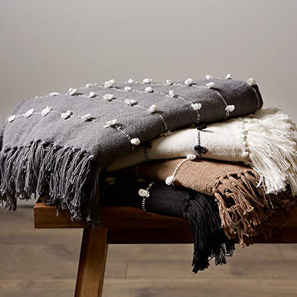 DII Woven Loop Throw Collection, 50x60, Black - color: Black