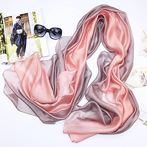 Cotton Silk Scarf Elegant Soft Wraps Color Shade Scarves for Women - color: Gradient - Pink