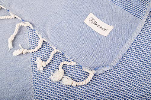 Bersuse 100% Cotton Ventura XL Throw Blanket for Couch - 100% Cotton - 60x90 Inches, Denim Blue - color: Denim Blue