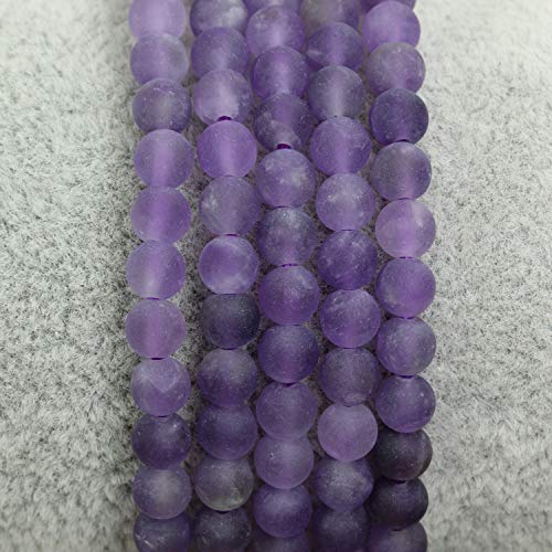 Keleny Gem Semi Precious Gemstones 4mm Round Beads Crystal Stretch Bracelet 7 Inch Unisex - color: A Grade Matt Amethyst