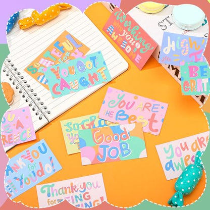 Yeaqee 240 Pcs Employee Appreciation Kudos Cards Funny Blank Back Motivational Card Encouragement Thank You Note Recognition Card for Teacher College Affirmation Gift(Colorful) - style: Colorful