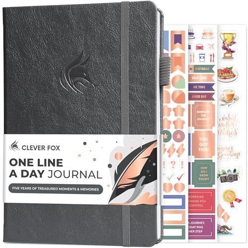Clever Fox One Line A Day Journal – 5-Year Memory Notebook – Daily Time Capsule Diary for Women & Men –Five-Year Day-by-Day Planner (Silver Black) - color: Silver Black