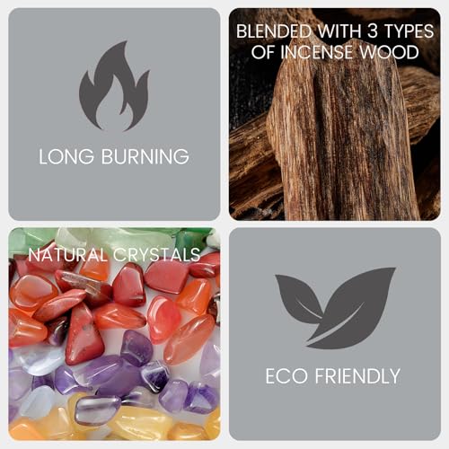 Energy Shield & Reset | Incense Sticks Crystal Holder Kit | Black Tourmaline Gem Stones with 80 Natural Sticks Palo Santo Incense-Stick | Home,Healing,Reiki,Meditation,Yoga & Relaxation - style: Protection/Purification