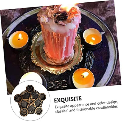 Alipis Pentacle Star Candleholder Creative Decorative Candle Base for Religious Rituals and Altar Decor Copper Finish Sacrifice Prop for Mysterious Atmosphere and Lasting Use