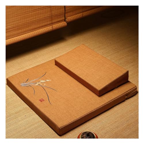 Square Meditation Cushion Mat Set with Washable Cotton Linen Cover, Larger Yoga Mat Bolster Floor Pillows Seating for Adults Meditation Accessories yellow-60cm - color: Yellow, size: 60cm