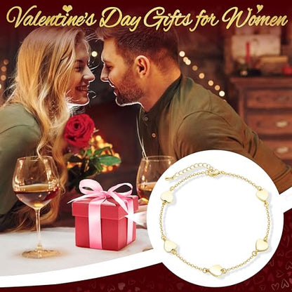 3mm Diamond Classic Tennis Bracelet for Women Dainty, Gold Jesus Cross Bracelets Trendy, 14K Gold Plated Heart/Evil Eye/Pearl/Starfish & Seashell Charm Bracelets for Women Bulk - style: 5 Heart-Gold