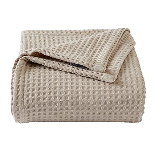 100% Cotton Waffle Weave Bed Blanket | Soft, Breathable, and Lightweight Blanket for All-Season | Perfect for Layering | Brielle Collection (King, Taupe) - color: Taupe, size: King