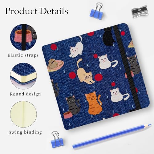 Mifuner 4.8x4.8in 80gsm Mini Notebooks Art Blank Pages Sketchbooks Travel Journal Pocket Hardcover Paint Writing Notebook Blank Diary Memo Planner Sketchbook Fabric Cover.Red Ball - color: Cloth-Red Ball