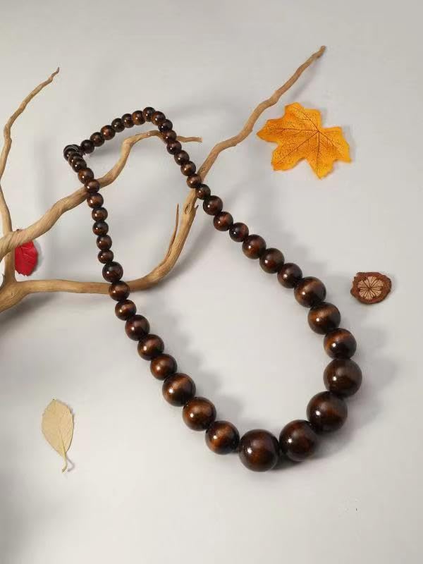 COLORFUL BLING Ethnic Natural Wood Beads Necklace for Men Women Africa Wooden Chain Chunky Strand Necklace Statement Hip Hop Jewelry - color: brown 75cm