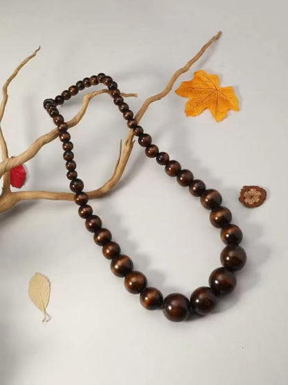 COLORFUL BLING Ethnic Natural Wood Beads Necklace for Men Women Africa Wooden Chain Chunky Strand Necklace Statement Hip Hop Jewelry - color: brown 75cm
