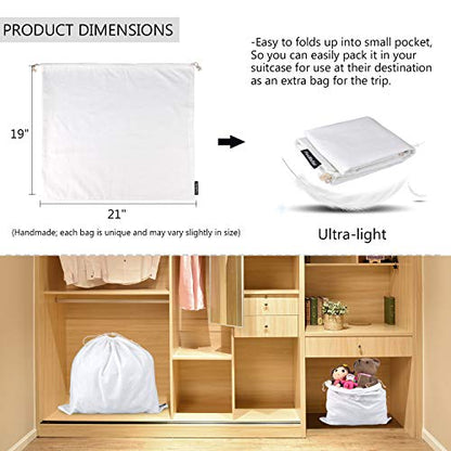 PlasMaller Dust Cover Storage Bags Purified 100% Cotton Flannel with Drawstring Pouch For Handbags Purses Pocketbooks Shoes Boots Set of 3 (White) - color: White