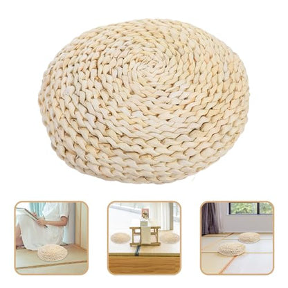 ERINGOGO Straw Weaving Meditation Cushion 30x6cm, Hand-Woven Tatami Yoga Seat Mat with Space Cotton Filling, Lightweight Worship Cushion for Home, Yoga, and Zen Practice