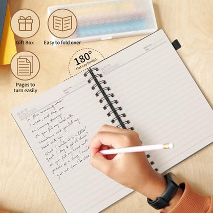 A5 Hardcover Spiral Notebook Tree of Life Journal Daily Journals for Writing Travel Notebooks Journal for Women Men 80GSM Paper Leather Spiral Journal,5.7"x8.3"(Spiral Tree -Black) - color: Spiral Tree of Life-black