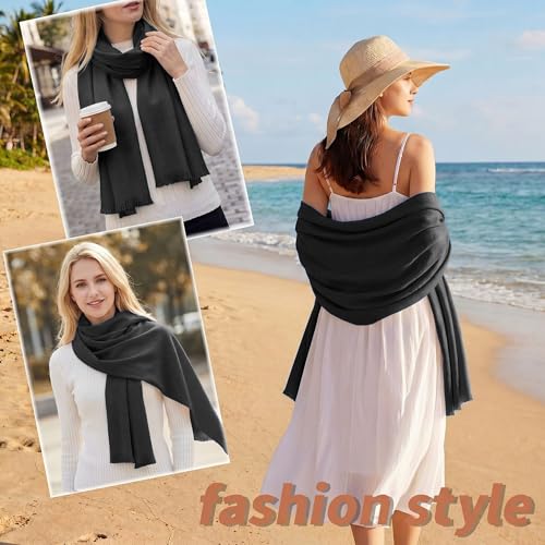 Pashmina shawls and wraps for Evening Dresses Scarf for Women Winter Shawl Wraps for Women Weedings - color: Dark Grey
