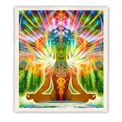 Meditation Throw Blanket | Sherpa Fleece Blanket | Buddha Birth (Medium) - size: Medium