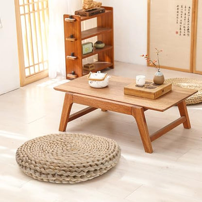 Healifty Woven Meditation Floor Mat Double-Layer 30x30cm Handmade Straw Cushion Thickened Tatami Seat Pad for Indoor Zen Sitting and Yoga