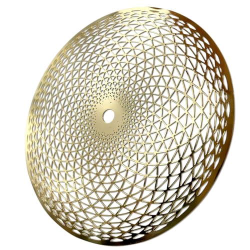4 Inch Crystal Grid Board Sacred Geometric Silver Metal Plate Crystal Grid Meditation Chakra Wooden Wall Art Yoga Decor Spiritual Gifts (Gold, 10cm Diameter) - color: Gold