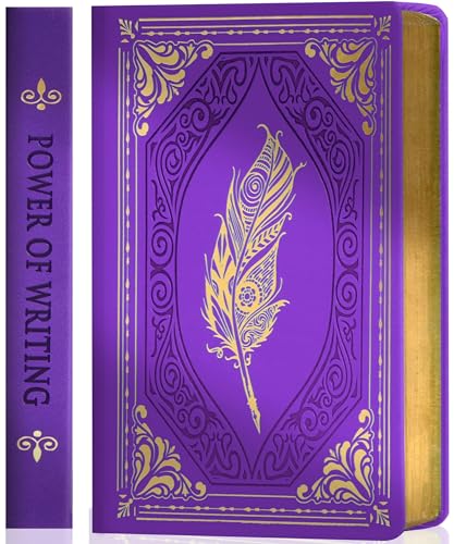 CAGIE 320 Pages Thick Hardcover Journaling Notebooks Vintage Leather Journal for Women Men A5 College Ruled Journals for Writing with Gift Box, 5.7 x 8.3 in, Purple - color: Purple