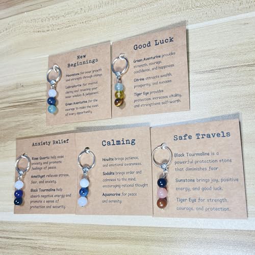 Natural Crystals Keychain, New Beginnings Gifts for Women, Birthday Gift for Women, Keychain for Relieving Anxiety - color: Safe Travel