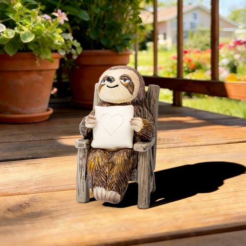 Garden Statue, Solar Sloth Decoration with Light, Outdoor Decor for Patio Table Yard Lawn Balcony Window Sill, Christmas/Birthday Gift for Mom Women