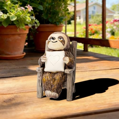 Garden Statue, Solar Sloth Decoration with Light, Outdoor Decor for Patio Table Yard Lawn Balcony Window Sill, Christmas/Birthday Gift for Mom Women