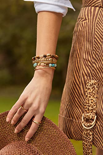 18K Gold Plated Open Cuff Bangle for Women Statement Brushed/Hammered/Textured Bracelet Layering Jewelry Love Gift for Her - style: Hammered Bangle