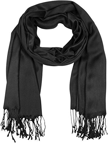 Sakkas 78" X 28" Rayon from Bamboo Soft Solid Pashmina Feel Shawl/Wrap/Stole - color: Black