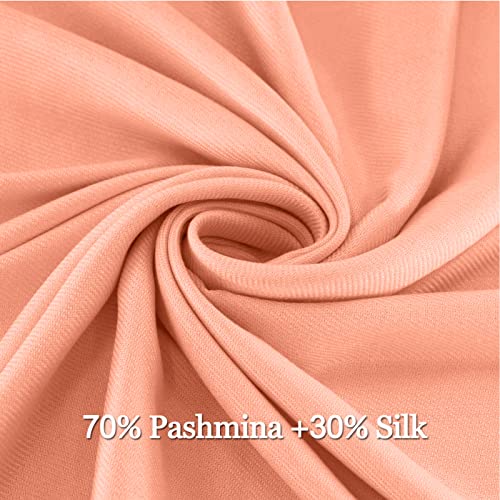 Soft Silky Pashmina Shawl Wraps Solid Colors Scarf for Wedding Evening Dresses - color: T-orange