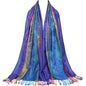 Colorful flowers Jacquard cotton pashmina Women Wrap Shawl tassels Scarves - color: Thm02-03