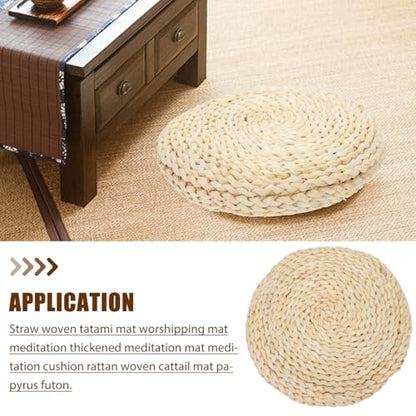 Healifty Thick Straw Woven Meditation Mat Cushion for Yoga and Sitting Handmade Tatami Floor Pad Comfortable Floor Pillow for Home Use Suitable for Adults