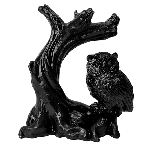 Owl Sphere Holder Crystal Stand Ball Resin Display – 4.92''x4.06'' Natural Quartz Wood Base Figurine, Stable Desktop Decoration for Bedroom, Office, Living Room, Study – Crystal Ball Decor Gift