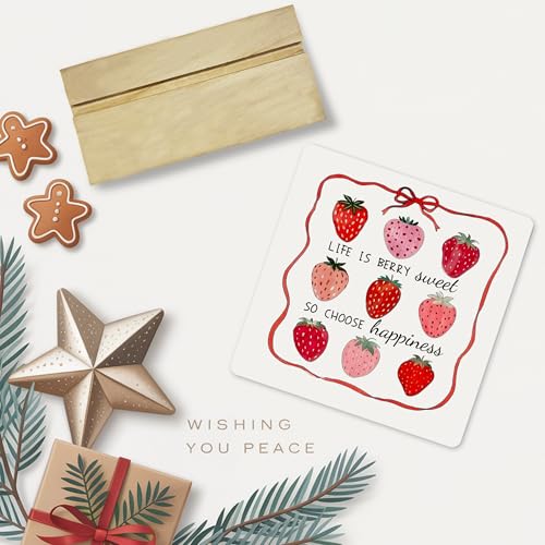 Coquette Strawberry Inspirational Decor Sign, Life is Berry Sweet Inspirational Acrylic Plaque - color: Strawberry