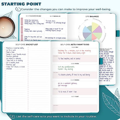 Clever Fox Self-Care Journal – Daily Reflection Notebook – Mental Health & Personal Development Planner, Meditation & Mood Log, A5 (Aquamarine) - color: Aquamarine, size: A5 (5.8'' x 8.3'')
