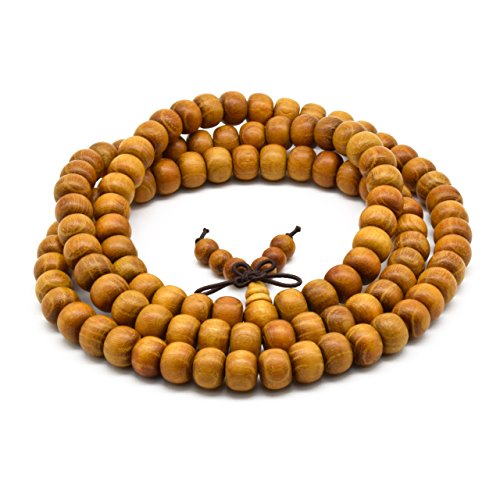 Zen Dear Natural Golden Sandalwood Mexican Bocote Mala Prayer Bead Bracelet Link Wrist Necklace Mala Beads - style: 7mm x 8mm 108 beads