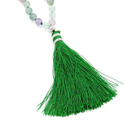 mala Beads Necklace for Women Man, mala Bracelet, Prayer Beads Necklace - color: rainbow fluorite