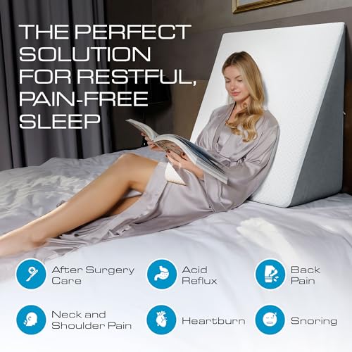 Kolbs Bed Wedge Pillow for Sleep Apnea, FSA Eligible Acid Reflux, and Back Pain Relief, with Chic Jacquard Cover - Headboard Wedges for Sleeping (Extra Wide 12" Height) - size: Extra Wide 12" Height