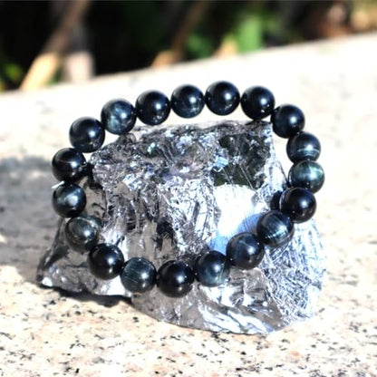 Natural Handmade Healing Chakra Bracelet - color: 12mm-Blue Tiger Eye-FOR 8-8.7 INCH WRIST