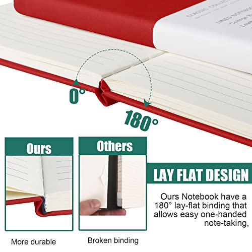 Lined Journal Notebook – Hardcover Notebook for Men & Women – Journals for Writing, Work, School, Home & Daily Notes, 160 Pages – Medium A5, 5.7"x8", 100 gsm Thick Paper (Red) - color: Red