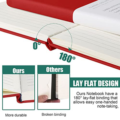 Lined Journal Notebook – Hardcover Notebook for Men & Women – Journals for Writing, Work, School, Home & Daily Notes, 160 Pages – Medium A5, 5.7"x8", 100 gsm Thick Paper (Red) - color: Red
