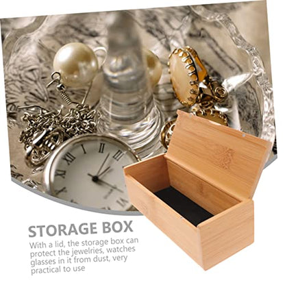 ABOOFAN 2pcs Bamboo Keepsake Storage Box with Lid Versatile Organizer for Jewelry Eyeglasses Crafts Sturdy Retro Design for Practical Use
