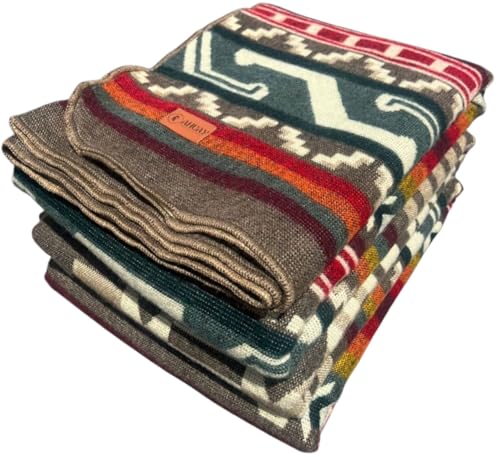 Alpaca Wool Blanket, Throw Size 78 x 47, Reversible 2 in 1, Thick and Ultra Soft, Hypoallergenic, Non-Itchy, Handmade in Ecuador. Premium Alpaca Wool Thtow Blanket for Cozy Comfort.(Aztec Brown) - color: Aztec Green With Brown, size: Throw (47" x 78")