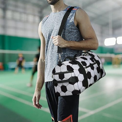 Soccer Ball White And Black Large Capacity Portable Fitness Bag, Easy to Carry - color: Soccer Ball White and Black