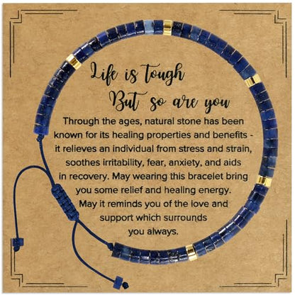 VIBILIA Get Well Gifts for Women, Inspirational Gifts Natural Stone Healing Bracelet, Thinking of You Encouragement Strength Bracelets for Women on Birthday Valentine's Day Easter Mother's Day - color: G. Lazurite