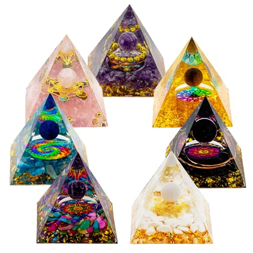 2inches Pyramid Decor Natural Crystal Energy Generator Pyramid Chakra Energy Crystal Pyramid Yoga Meditation Tool for Home Decoration Fengshui Ornaments Gift(2 inches-7 PCS) - color: 2 Inches Pyramid-7 Pcs