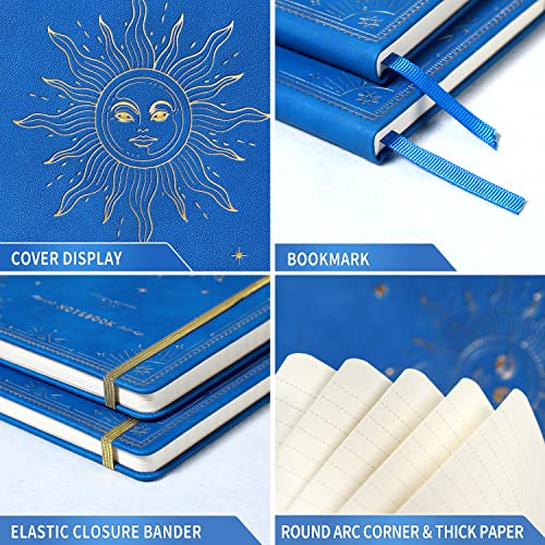 Artfan Ruled Notebook/Journal – Premium Thick Paper Faux Leather Classic Writing Notebook with Pocket + Page Dividers Gifts, Banded, Large, 144 Pages, Hard Cover, Lined (5.8 x 8.4) - Gemstone Blue - color: Blue6
