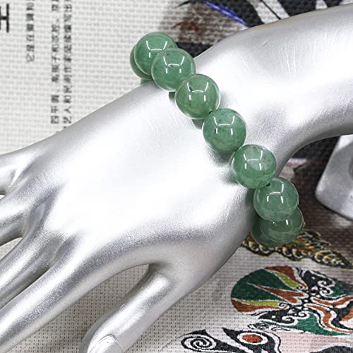 Keleny Natural Gem Semi Precious Gemstones 14mm Round Beads Crystal Stretch Bracelets 7 Inch Unisex - color: 14mm Green Aventurine